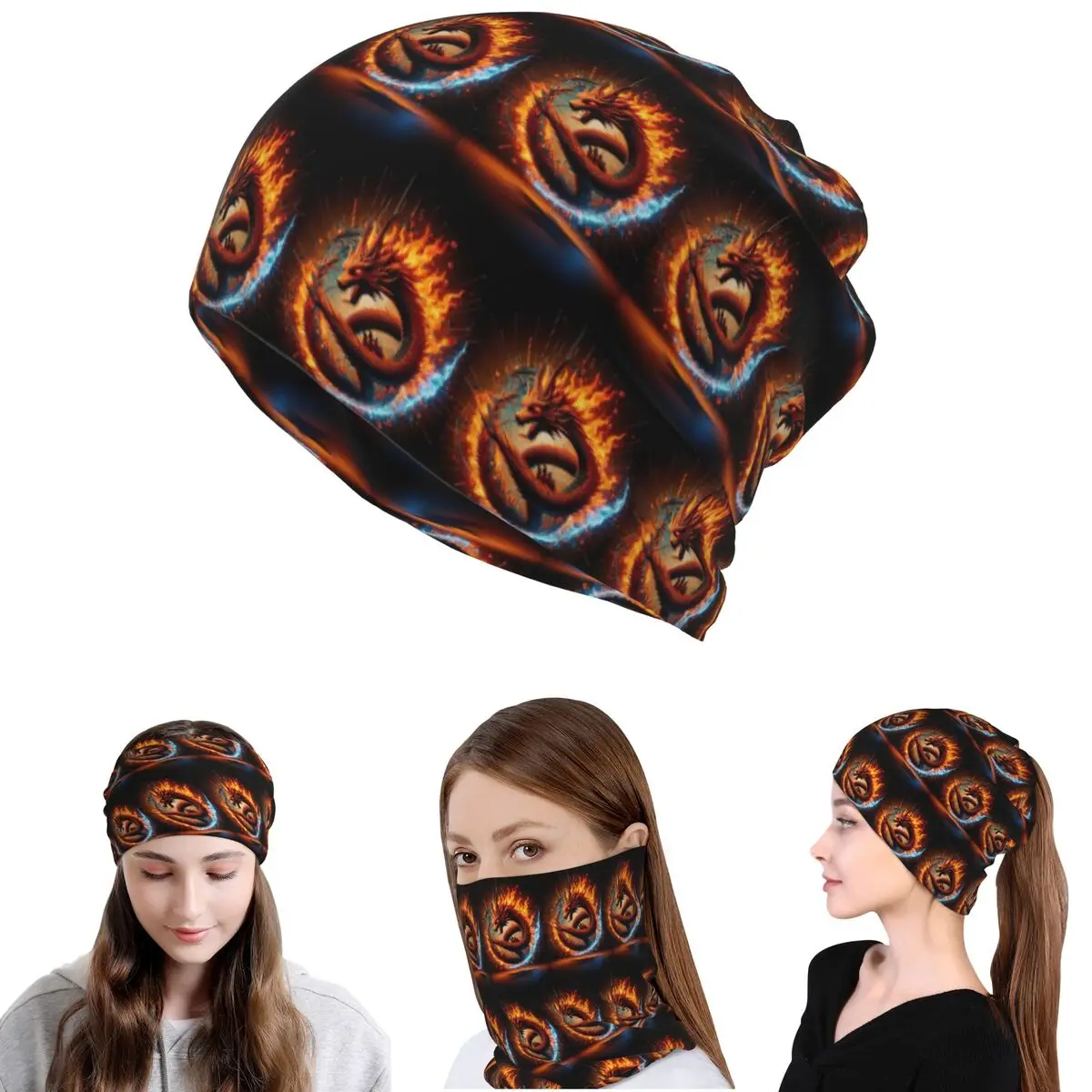 Dragon Portrait Bandana Neck Gaiter Wrap Scarf Multi-use Balaclava Beanies Hat Unisex Adult Washable