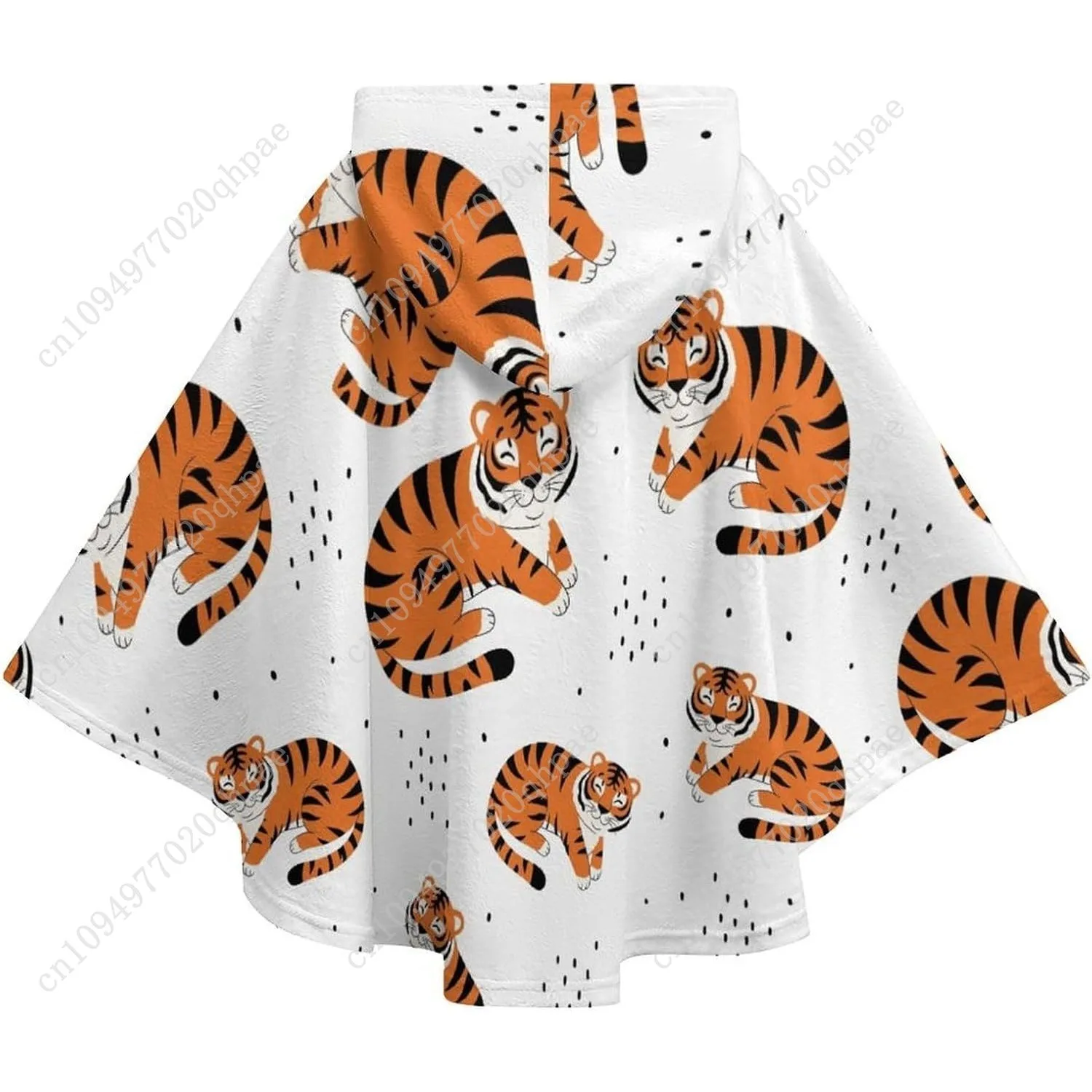 Comodo maglione coperta in flanella, felpa con cappuccio oversize con motivo tigre carino con tasche per bambini e adolescenti