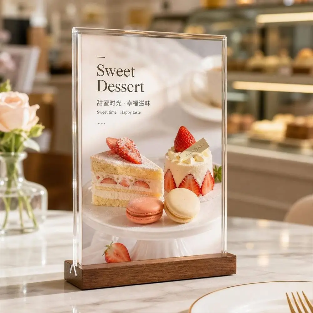 Durable A4/A5/A6 Desk Display Stand Acrylic Transparent Bulletin Board Double Side Clear Price Label Display Rack Restaurant