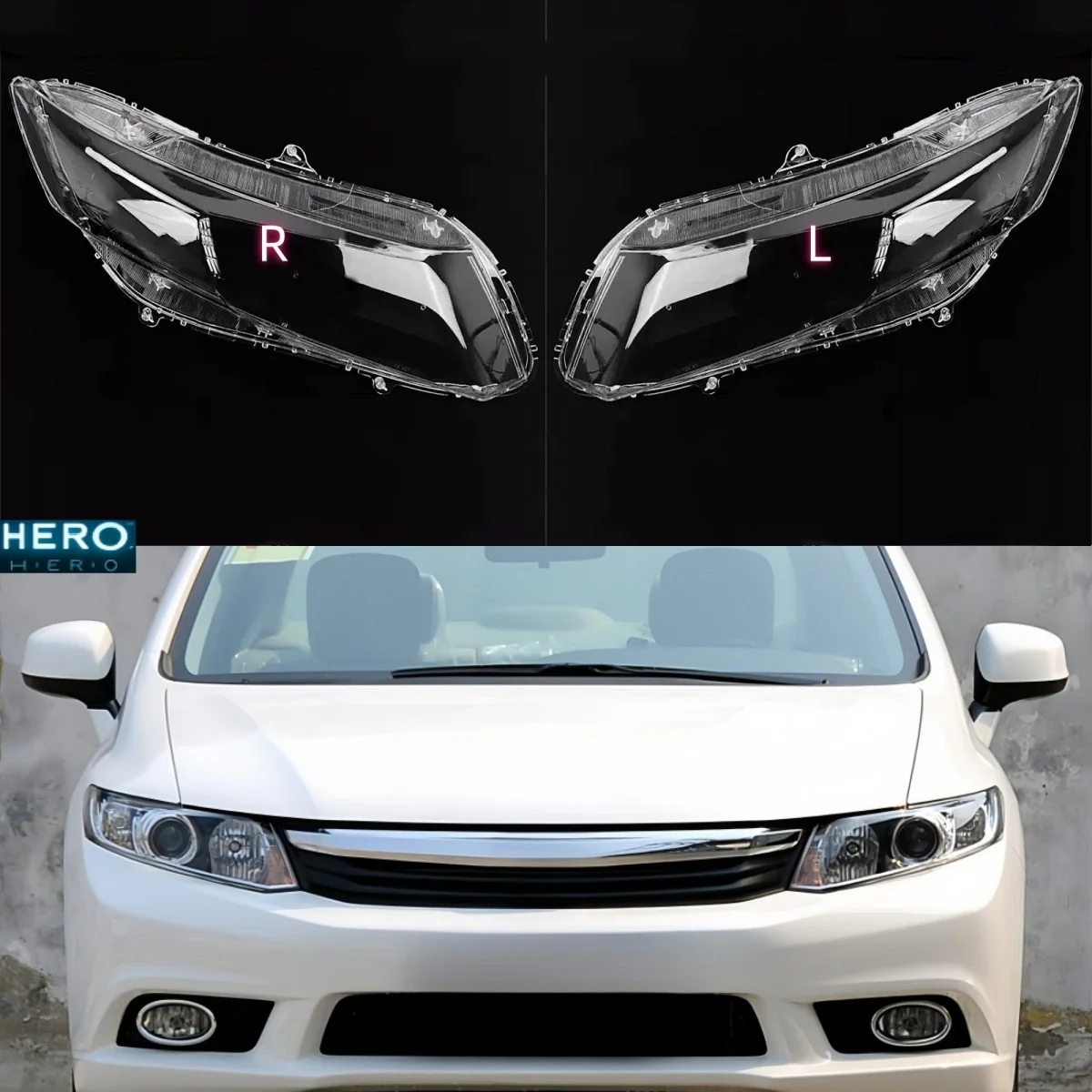 For Honda Civic 9th Generation 2012 2013 2014 2015 Car Headlight Lens Shell Lampshade Headlamp Cover Transparent Head Lamp Shade