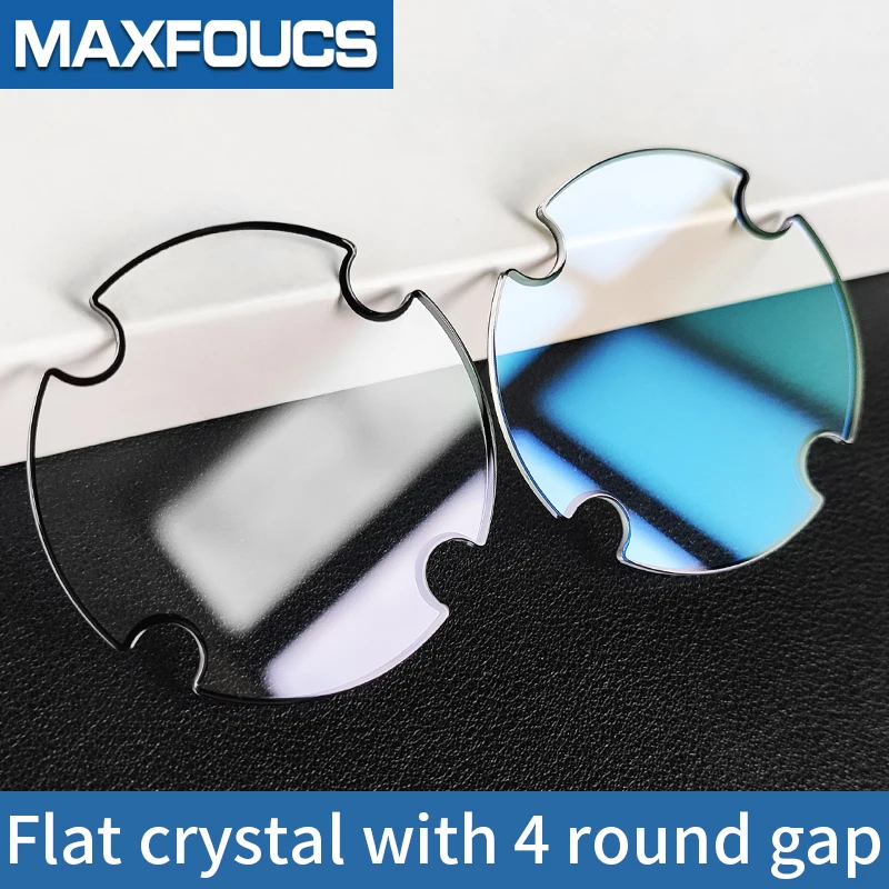 Mineral Glass 52x1.8mm For Diesel Flat crystal with 4 round gap Blue Ar Coating Silver/Black Trim Watch Glass Replacement Part