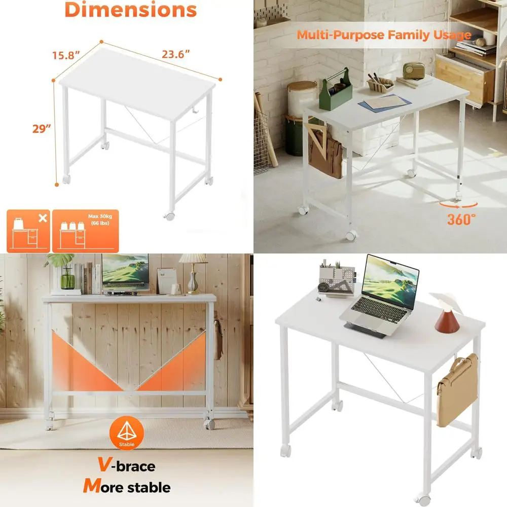 

Portable Wheeled Desk for Gaming and Home Office, Ideal for Small Spaces and Studying