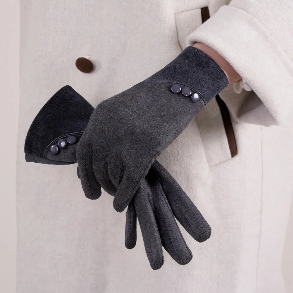 Practical Elegant Winter Thermal Gloves Warm Breathable Touch-Screen Gloves Insulated Thick Windproof Suede Gloves Driving