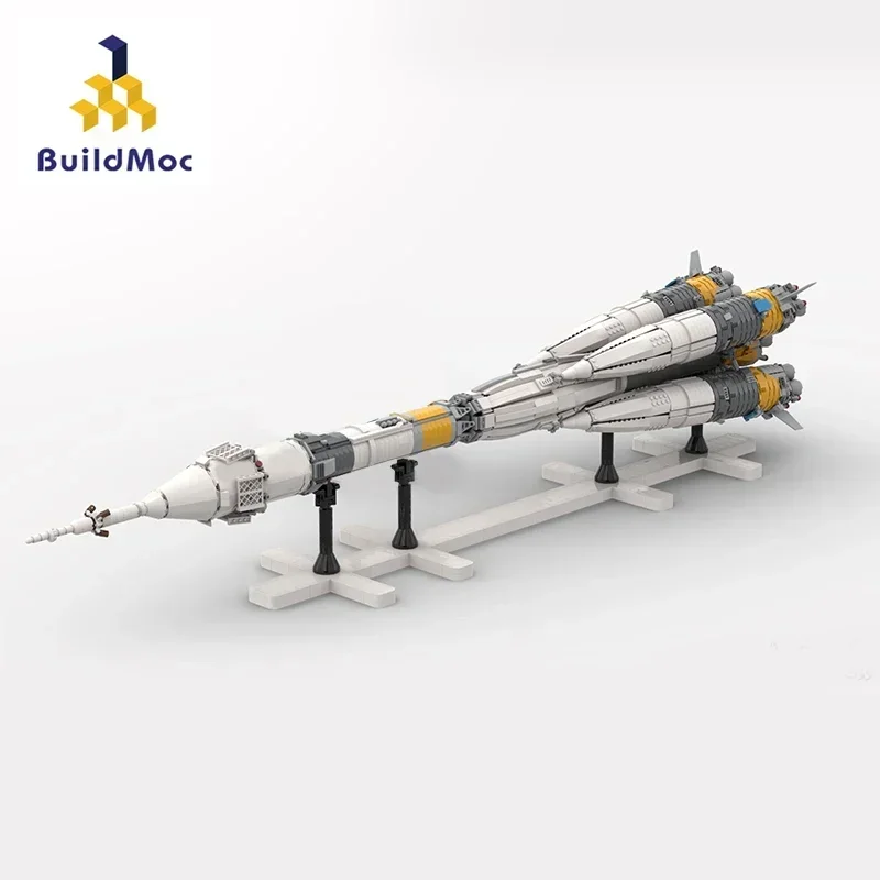 BuildMoc-vehículo de lanzamiento Orbital ruso, juego de bloques de construcción de cohetes Sojus-FG, Ultimate Soyuz Fire, ladrillos, juguetes para niños, regalos