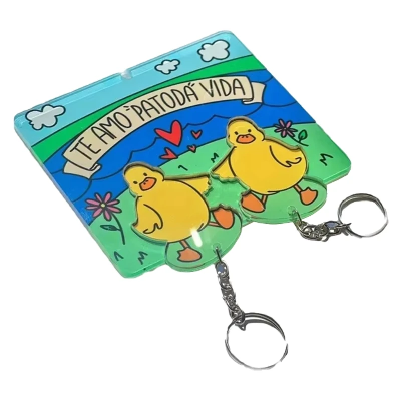 Stylish Ducks Keychain Duckling Pendant Keyring Acrylic Lovebirds Hanging Bag Accessory for Couples and Spouses N0HE