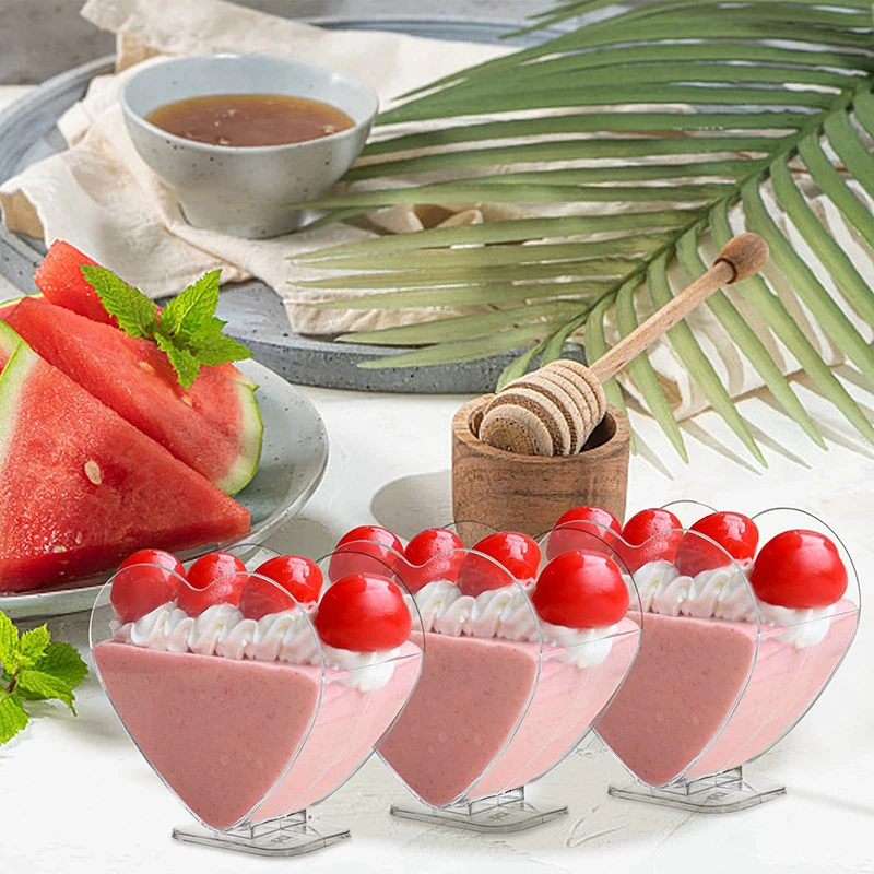 20 Pcs Thickened Heart Shaped Dessert Bowl Mousse Container Reusable Parfait Appetizer Tasting Serving Cup