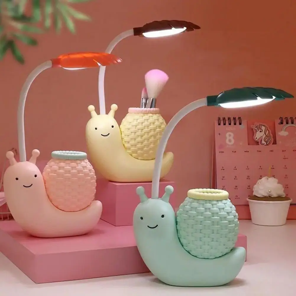 충전식 눈 보호 유연한 호스 디자인, 고휘도 LED 독서등, 창의적인 모양, 만화 달팽이 LED 책상, 2 in 1