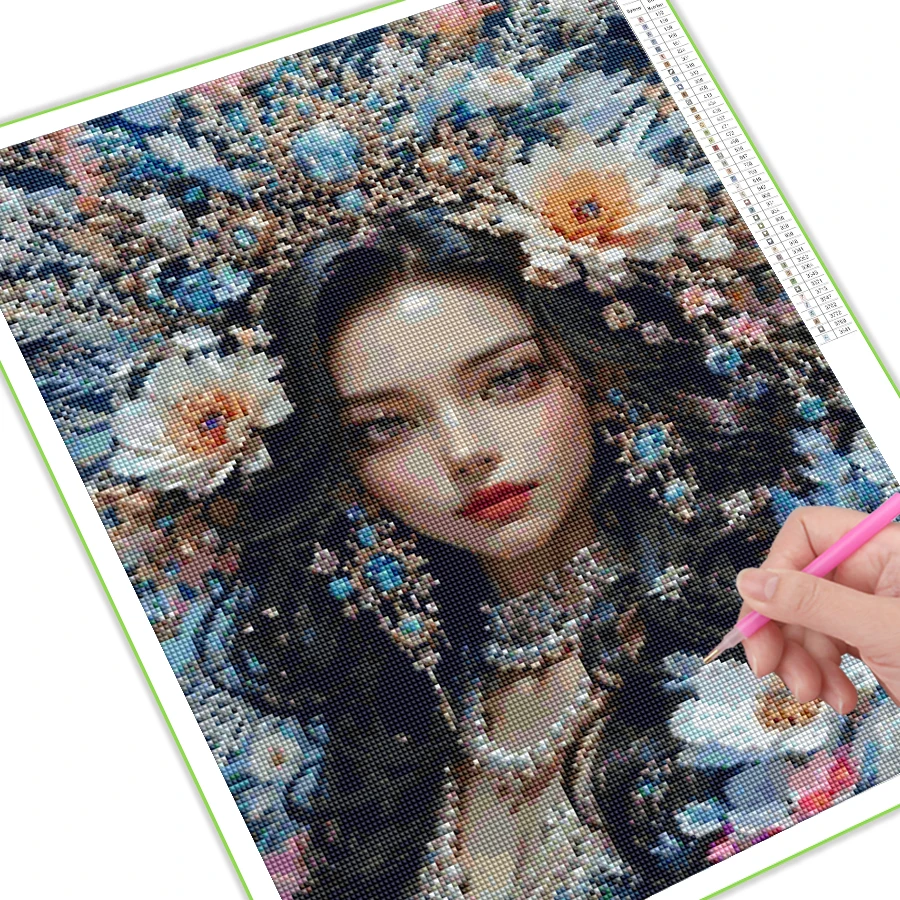 New Collection Diy Mosaic Arts Woman Flower Diamond Painting Kits Full Rhinestone Embroidery Portrait Girl Wall Decor AA5216