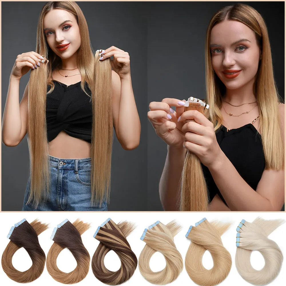 

Rich Choices 2.5g/pc Tape in Human Hair Extensions Straight Invisible Seamless Skin Weft For Women Tape In Natural Hair