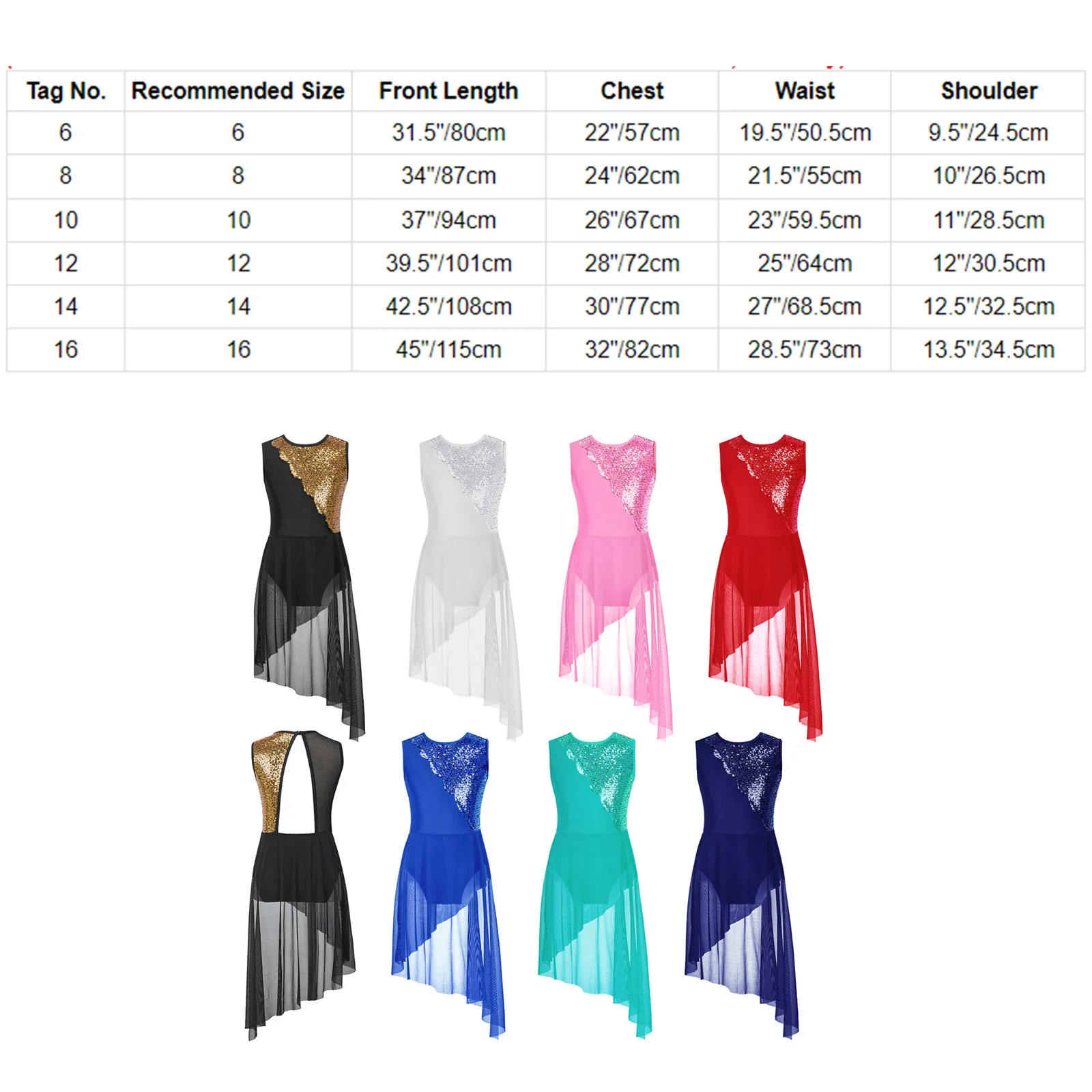 TiaoBug Mädchen Teens Halter Pailletten Backless Ballett Tanz Trikot Kleid Kinder Lyrical Zeitgenössische Dance Kostüm Gymnastik Trikot