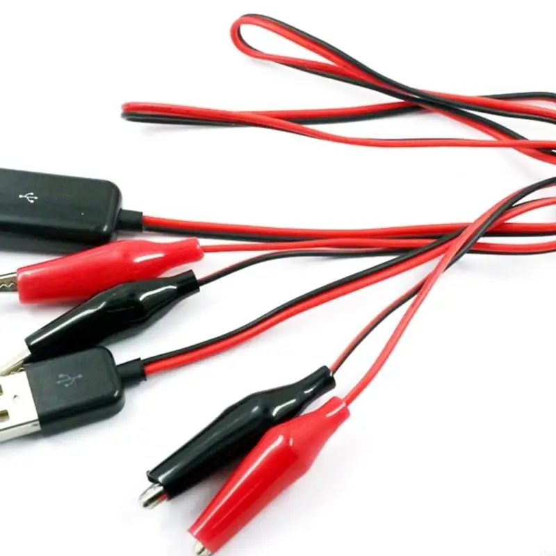  Double USB Alligators Clamps Test Cables 50cm Flexible Wiring Charging Test Clip for Security Cameras Mobile Devices