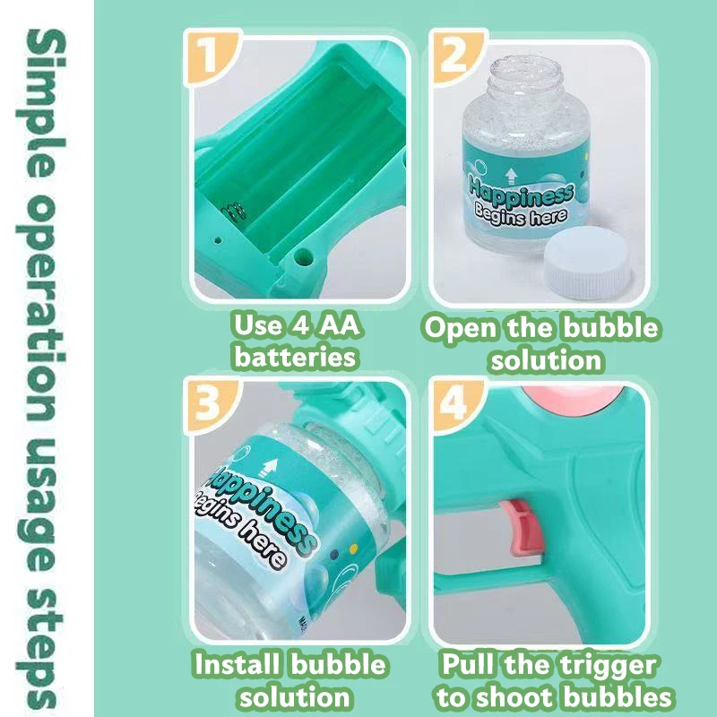 Pistola de bolhas totalmente automática de 10 furos, inclui recarga de bolhas |   Adequado para casamentos, festas de aniversário, presentes de Natal