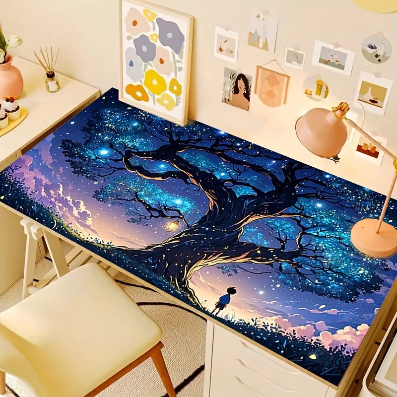 

Large Gaming Mouse Pad Starry Night Sky Tree Computer Mouse Pad Desktop Accessory Carpet Mouse Mat Desk Organizers Rug Mousepads