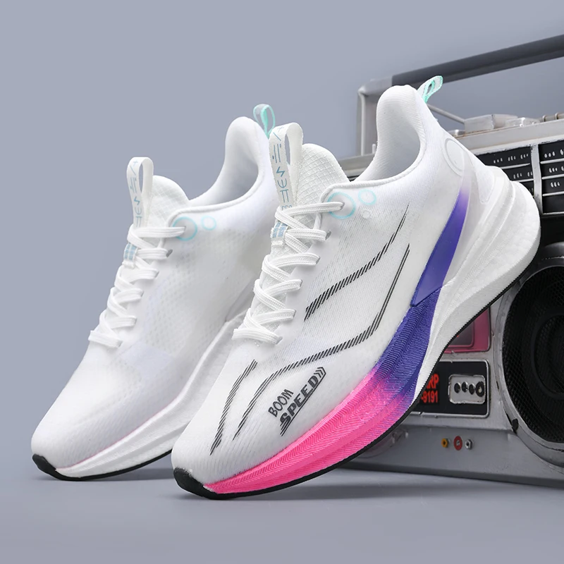

Running Shoes Women Thick-soled Lightweight Breathable Anti-slip Casual Shoes Men Comfortable Soft Lace-up Sports Shoes Men