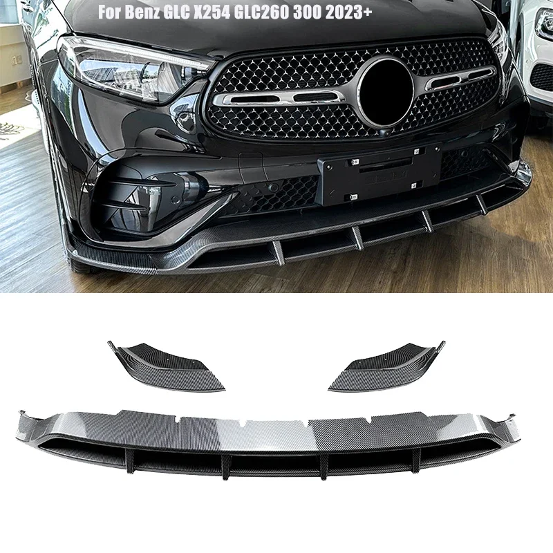 

For Mercedes Benz GLC Class X254 GLC260 300 2023+ Car Accessories Front Bumper Lip Spoiler Splitters Canards Vents Cover Trim