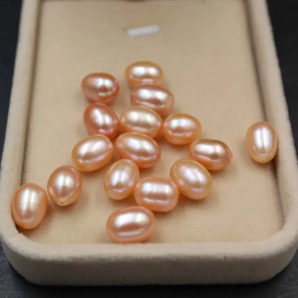 AAA Natural Freshwater Pearls Bead Rice Shape Half Hole Pearl Loose Spacer Beaded for Making DIY Jewerly Necklace Earrings 6-7mm