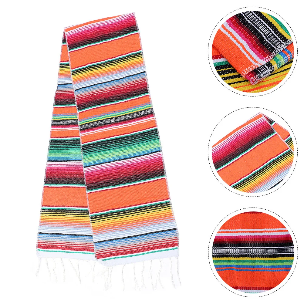 

Mexican Style Table Runner Rainbow Colorful Decorative Tablecloth Dining Party Banquet Picnic Table Mexico Runner