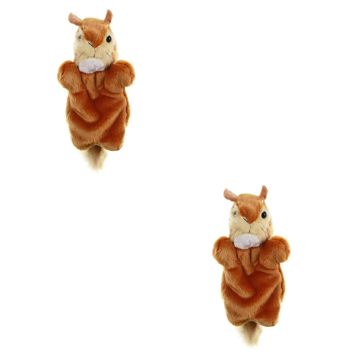 2 Count Kids Finger Plush Toy Hand Puppet Parent-child Squirrel Toys Brown