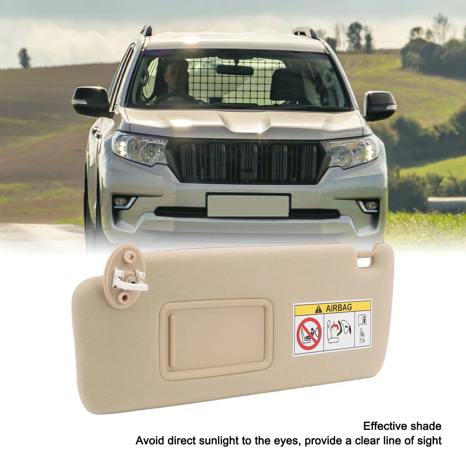 

Car Sunshade Front Sun Visor Beige Sun Visor Replacement for 2010‑2023 Left Hand Drive Automotive Sun Visor