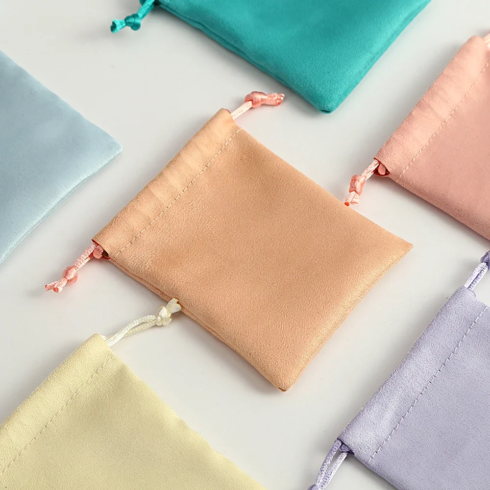 50Pcs/Lot Colorful Jewelry Flannel Packaging Bag Wedding Favors Gift Velvet Suede Drawstring Pouch for Cosmetic Makeup Lipstick