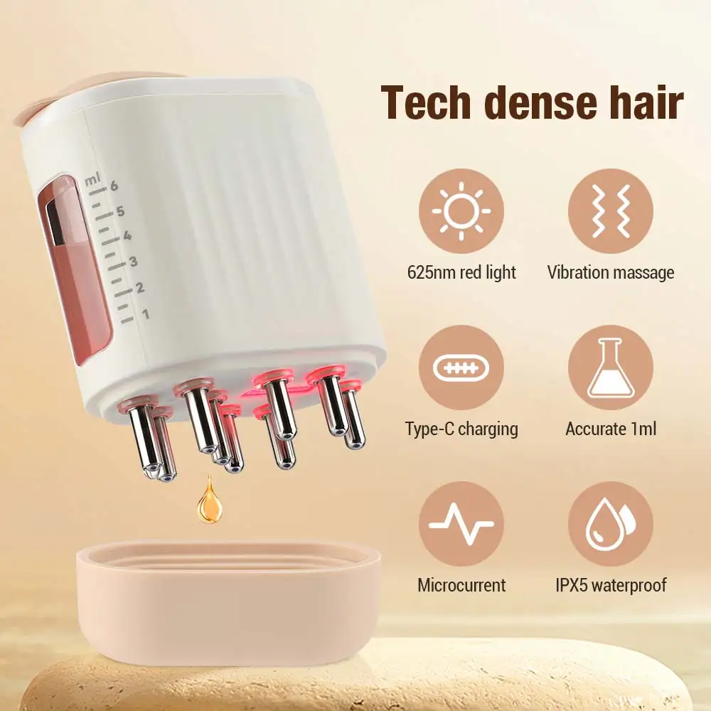 Microcurrent Head massaggiatore per cuoio capelluto 625nm LED Light Therapy vibrazione massaggio pettine medicina applicatore di olio liquido