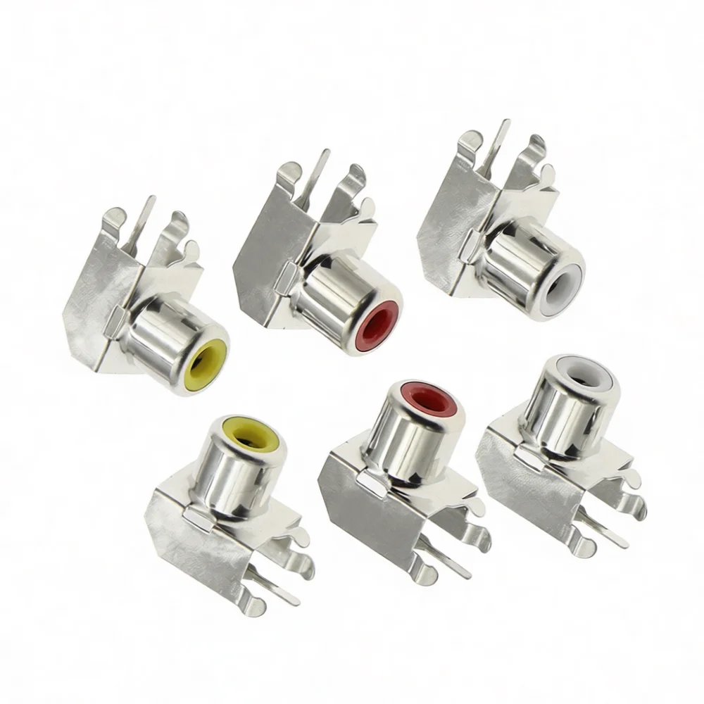 Metal RCA Socket AV 103B Audio Video Connector Red White Yellow Jack For TLZWLA Amplifier DVD TV Repair Parts Module