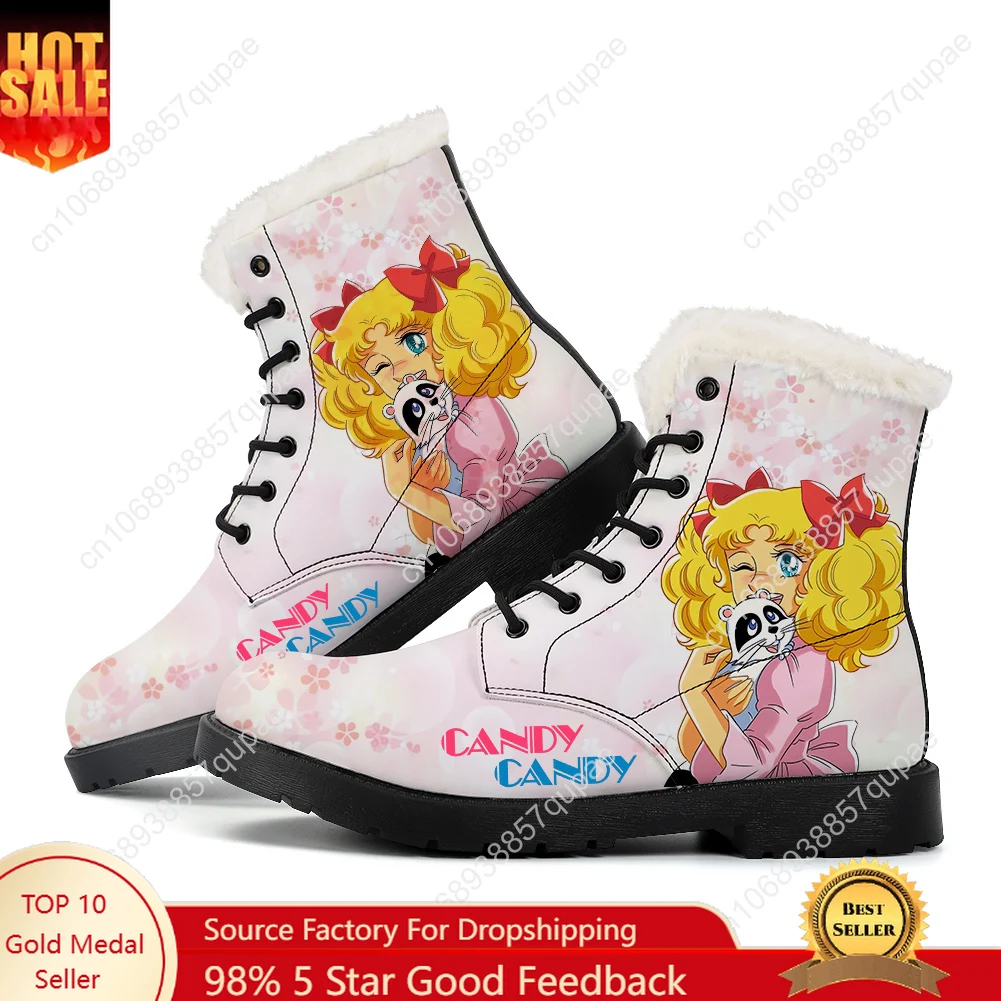 

Candy Candy Cozy Plush Boots Cartoon Anime Men Women Teenager Casual Shoes Keep Warm Footwear High Quality Couple Custom Shoe