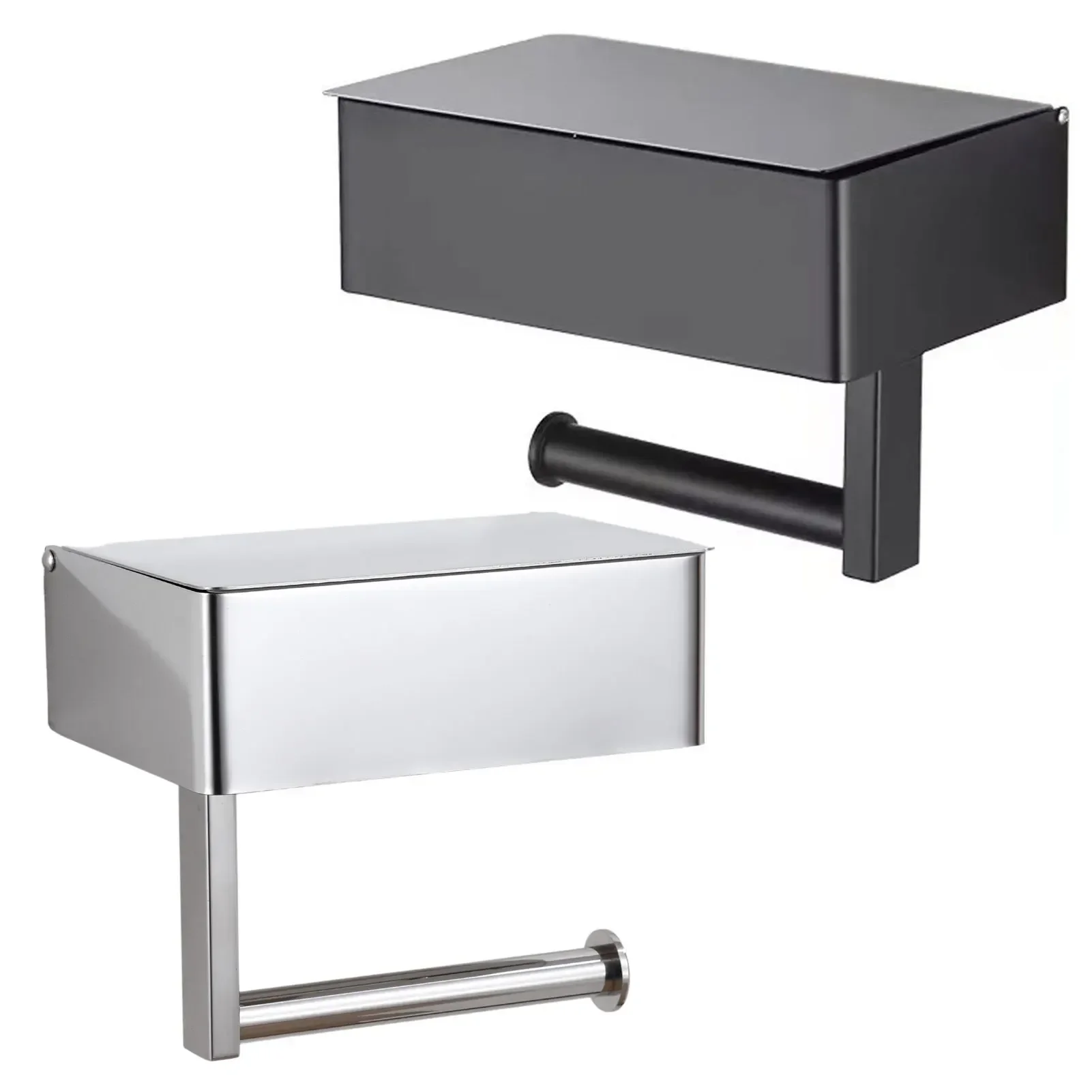 

Stainless Toilet Paper Holder with Shelf Bathroom Flushable Wet Wipes Dispenser Wall Mount WC Paper Phone Holder Tissue Boxes