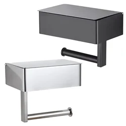 Stainless Toilet Paper Holder with Shelf Bathroom Flushable Wet Wipes Dispenser Wall Mount WC Paper Phone Holder Tissue Boxes