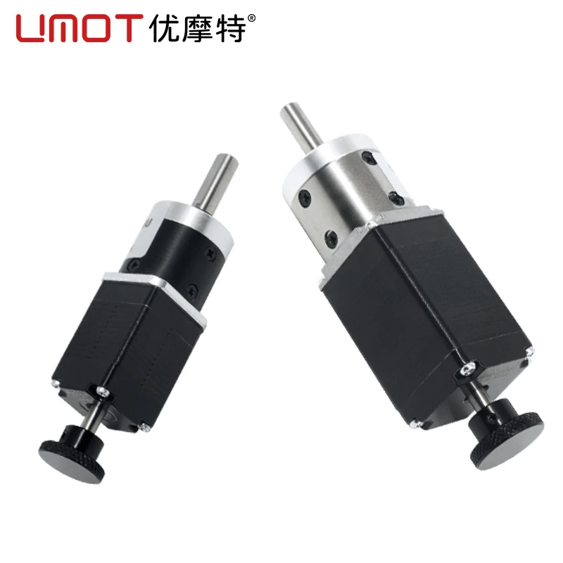 UMOT DC 12V Nema8/11/14/17/23/24 Double-axis Shaft Planetary Gear Stepper Motor with Removable Handwheel Geared Gearbox Reducer