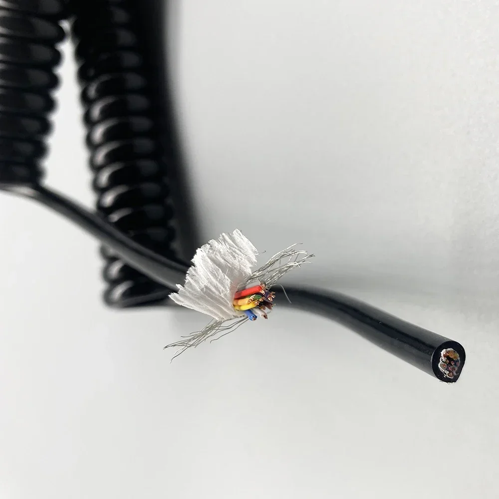 

10-жильный пружинный сигнальный провод из полиуретана с экраном, 22 awg, 24 awg, спиральный расширительный провод, плетеный экранированный расширительный провод
