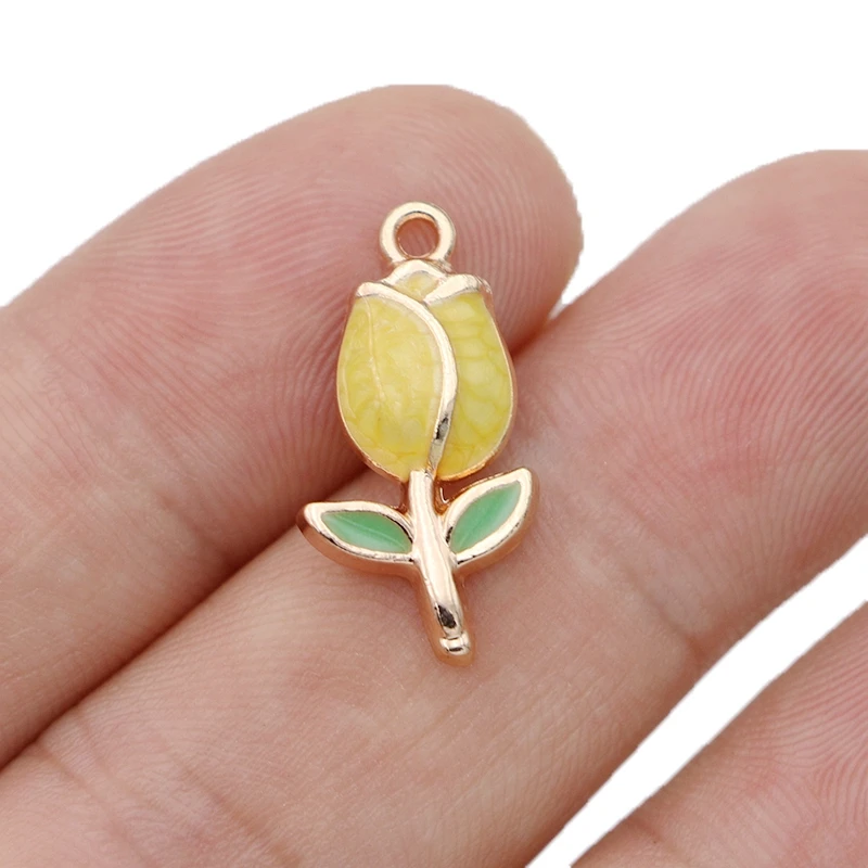 10 قطعة مطلية بالذهب المينا روز زهرة قلادة Charm لصنع المجوهرات سوار قلادة Earrings بها بنفسك أقراط اكسسوارات الحرفية النتائج