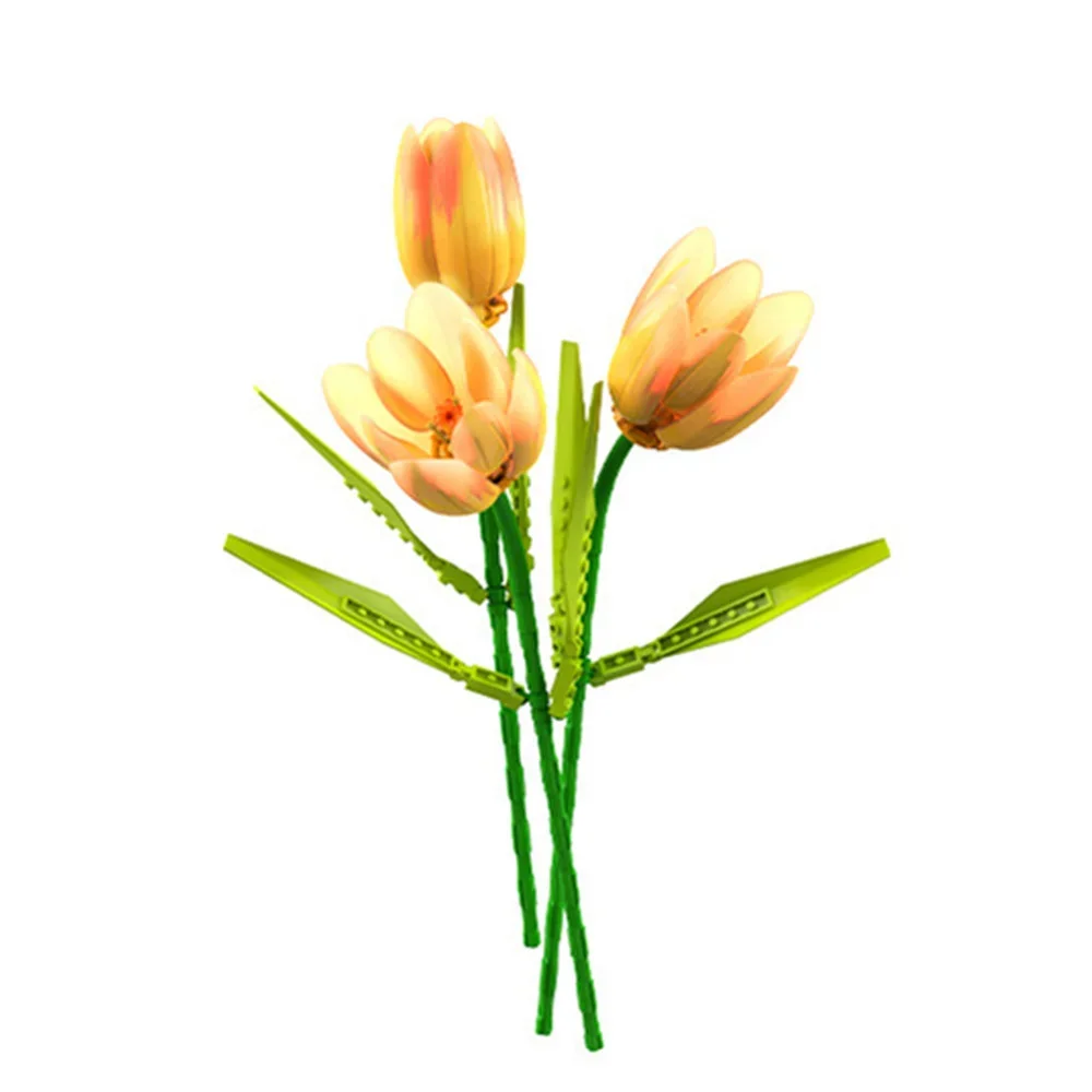 City Creativity Flower Bouquet Tulip Potted Plant Model Home Display Building Blocks Bricks Bricks Toys