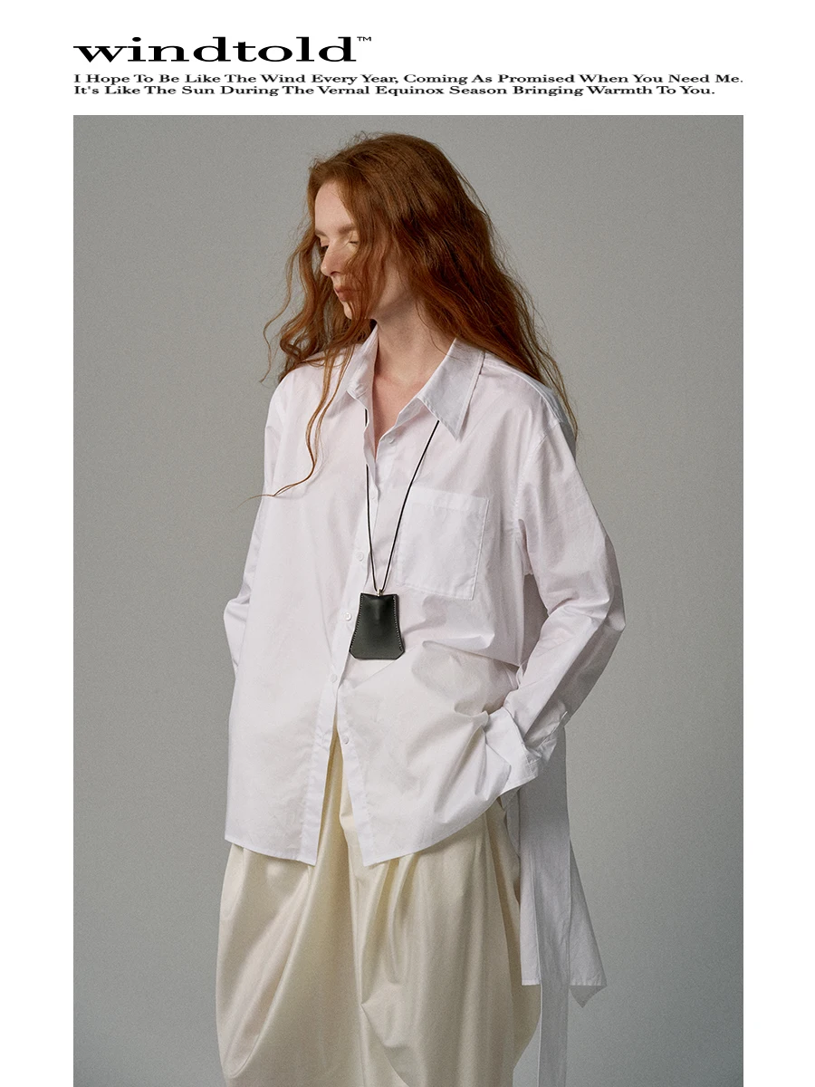 

Classic White irt Long Velvet Cotton Design Sensation Tie Long Sve Skin-friendly Windtold Women's Busin Casual irt