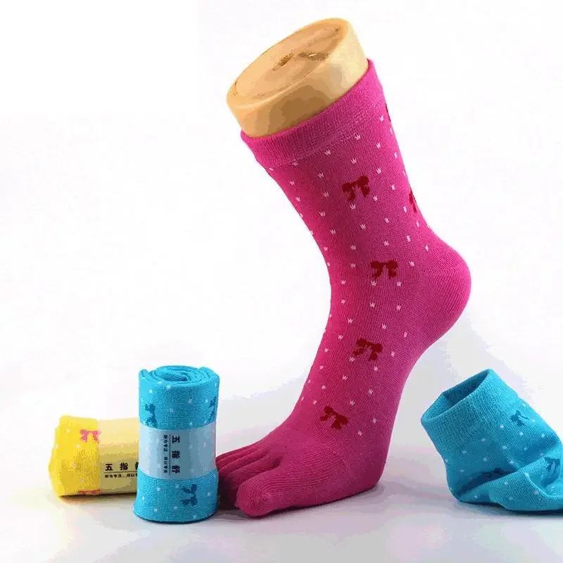 

Comfortable Five Finger Socks Women Cotton Bow Four Seasons Ankle Toe Socks