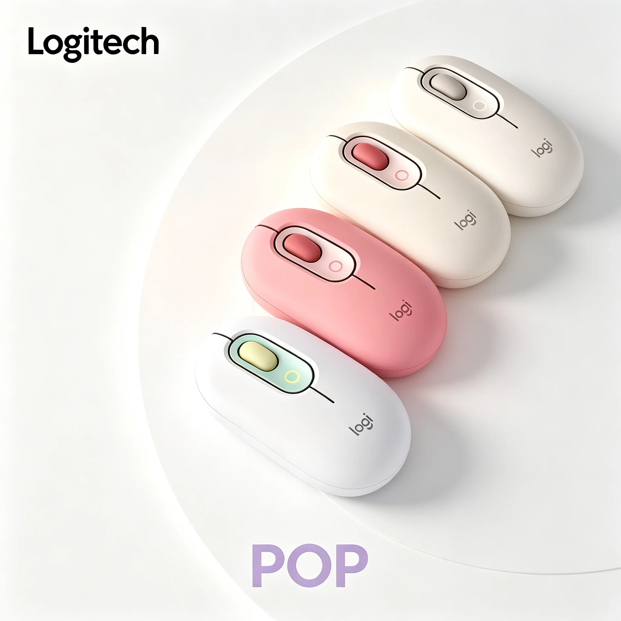 Logitech POP Bluetooth Wireless Quiet Click Mouse Multi Device Connection Matte Color Ergonomic Mice For Student Laptop PC