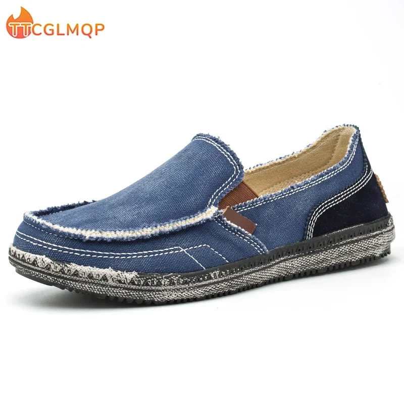 2023 Summer New Men\'s Canvas Boat Shoes Fashion Casual Flat Non Slip Deck Shoes Outdoor Convertible Slip On Loafer Big Size 47