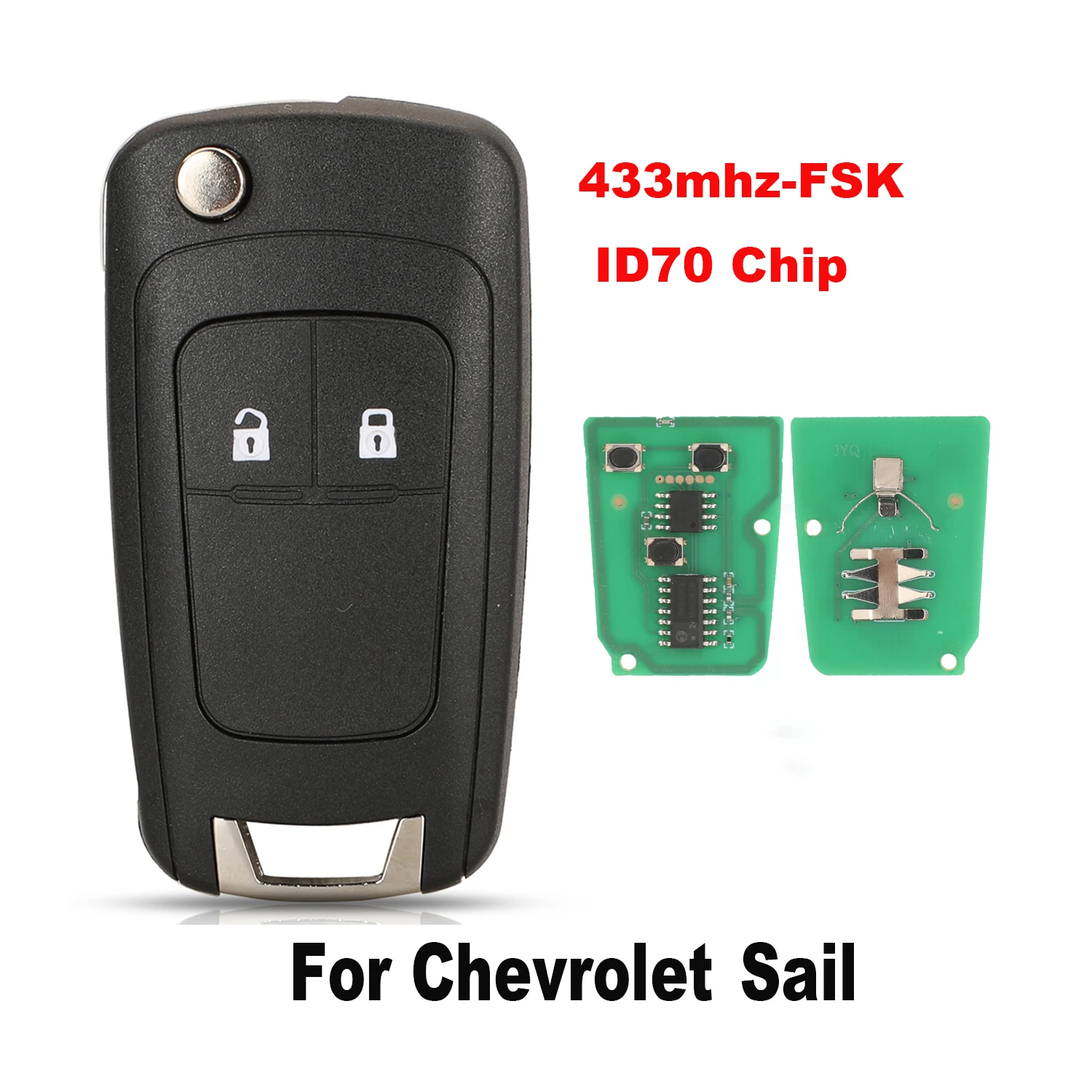 

Jingyuqin 433 МГц FSK ID70 чип Автомобильная сигнализация дистанционный Автомобильный ключ для Chevrolet Sail полный ключ 2 кнопки