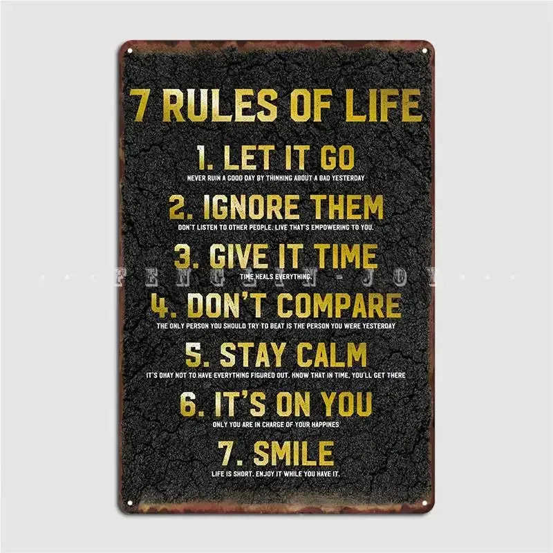 7 Rules Of Life Metal Sign Wall Cave Living Room Painting Décor Decoration Tin Sign Poster