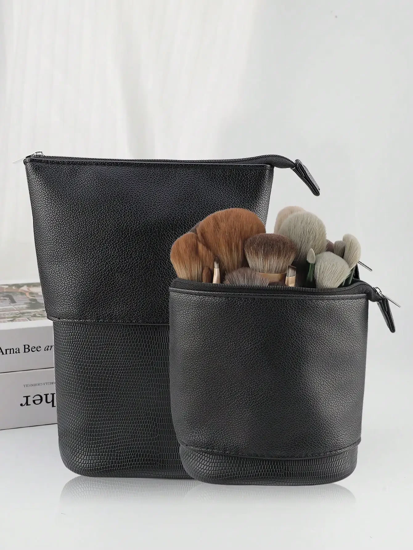 Große, faltbare Make-up-Pinseltasche, professionelle Aufbewahrungstasche für 100 Pinsel, tragbare Kosmetiktasche