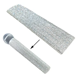 Wireless Microphone Crystal Decorative Sleeve, Sparkly Rhinestones Microphone Protective Case,Bling Mic Handle Cover For Party,T