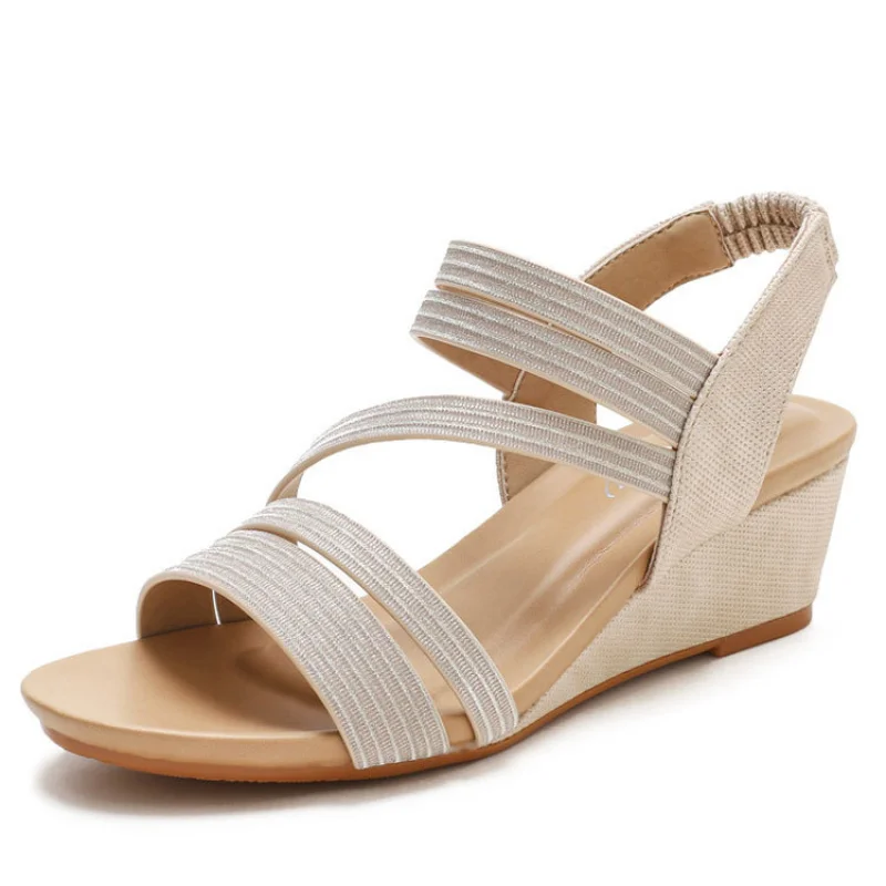 

Women's Summer New Wedge Sandals, Comfortable Soft Sole Roman Sandals with Waterproof Platform and Single Strap