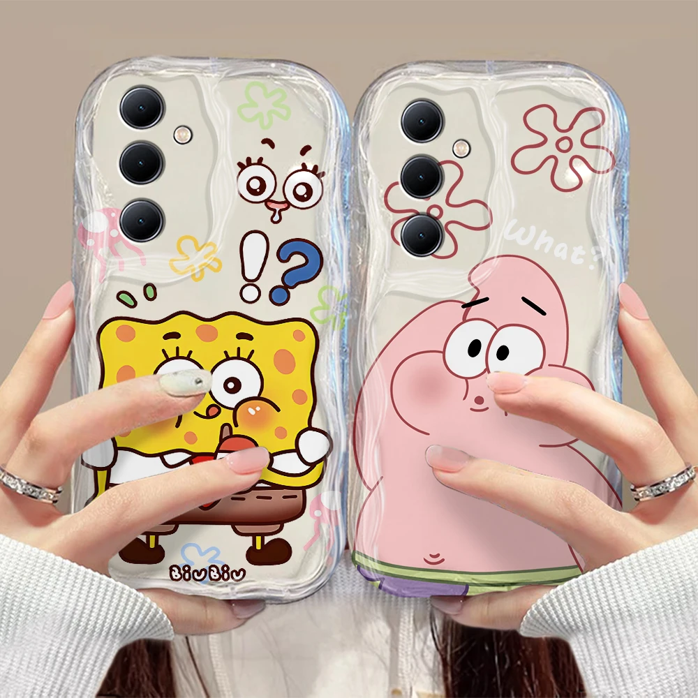 Cute SpongeBobs SquarePants 3D Wave Case For Xiaomi Redmi 13C 12 12C 10 10C 9 9C A1 A2 K50 Note 13 12 11 10 Pro Plus 4G 5G Cover