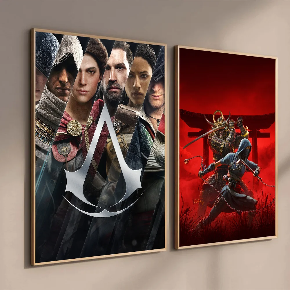 Assassins Creed Poster Self-adhesive Art Waterproof Paper Sticker Coffee House Bar Room Wall Decor