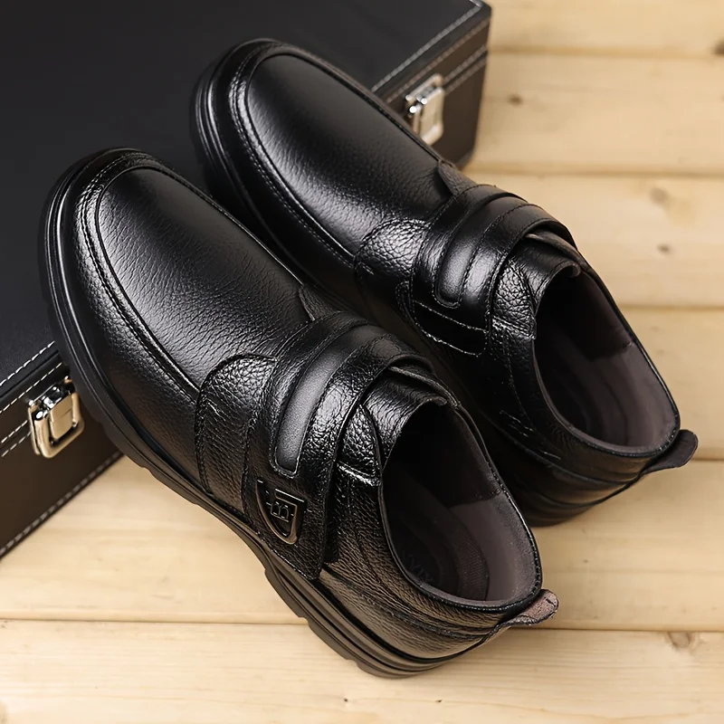أحذية رجالية جلدية لجميع المواسم، قابلة للتنفس، الأعمال، كاجوال، ريترو، مريحة، نعل ناعم، أحذية كبيرة الحجم غير قابلة للانزلاق #4