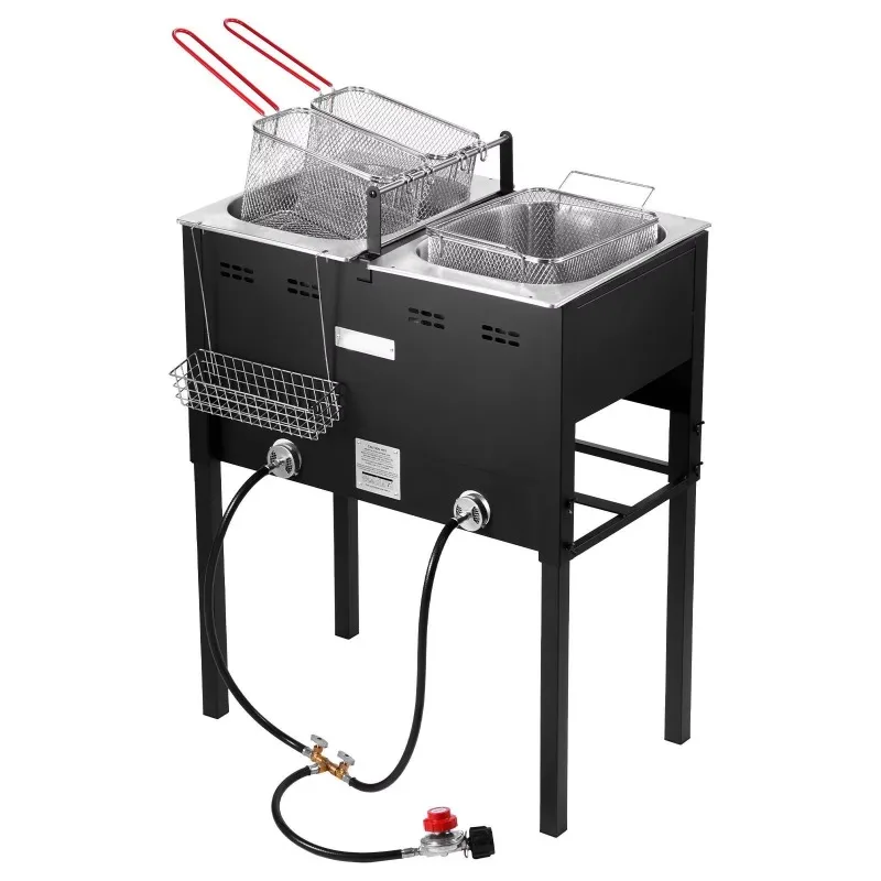 Outdoor Commercial Fryer Large Capacity Double Slot Stainless Steel Fish Pot 3 Basket Outdoor Insulation Pot