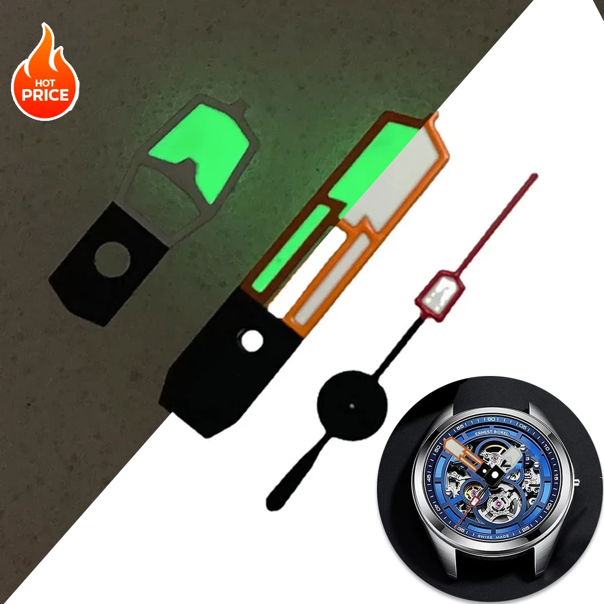 Модифицированные аксессуары для часов, оранжевый, красный, белый цвет, стрелки, зеленые светящиеся стрелки для японского механизма NH35/36/4R7S