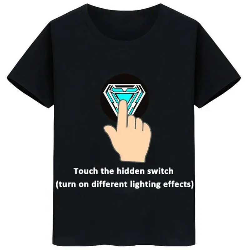 

Cosplay Iron Man Touch Luminous T-Shirt Iron Cosplay Costume Led T-Shirt For Adult And Children Halloween Party Props Tshi Anime