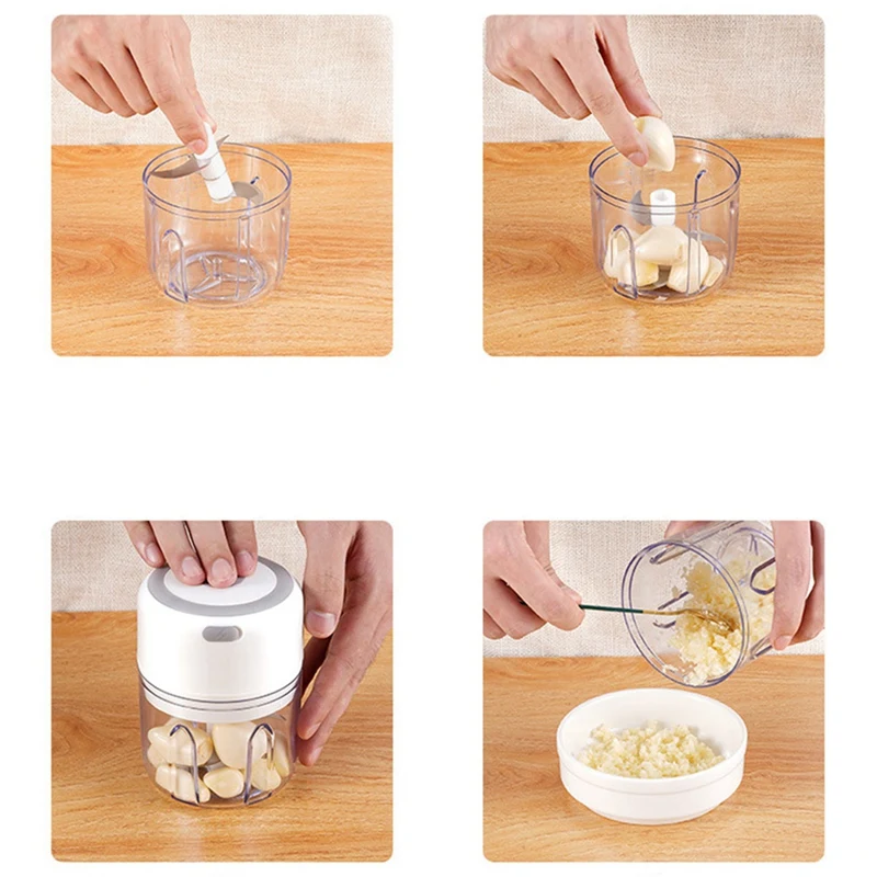 Moedor de carne elétrico Mini USB Chopper de alho Triturador recarregável Processador de alimentos 250ml