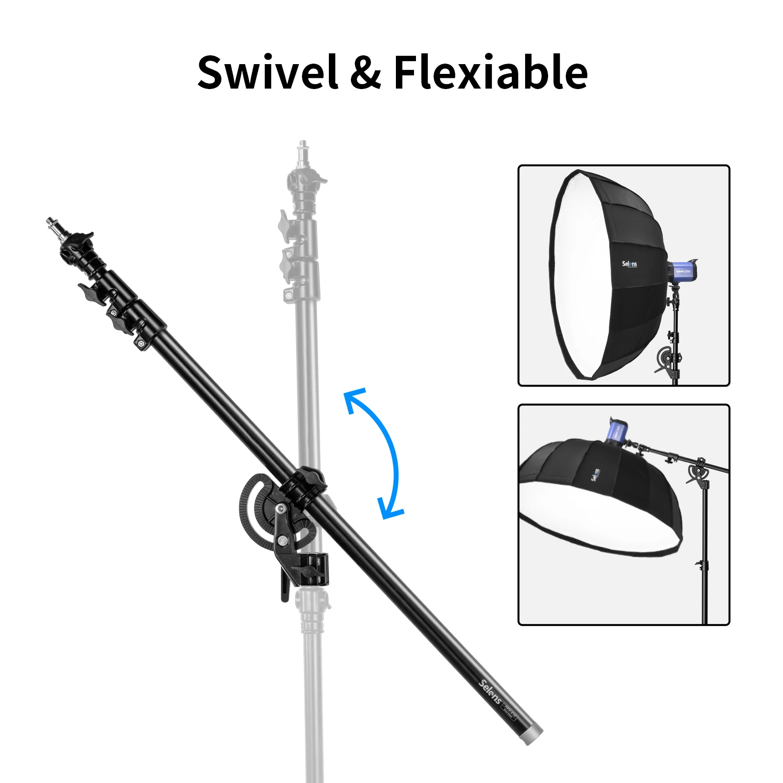 Selens 80-200cm 텔레스코픽 경사 붐 암/크로스 붐 + 사진 스튜디오 용 샌드백 에어 쿠션 스탠드 삼각대